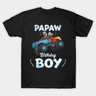 Papaw Of The Birthday Boy Monster Truck Bday Men Grandpa T-Shirt